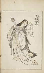 Goddess Uzume dances naked and, with her sacred antics, saves us from sorrowful seriousness – Japanese mythology, how timely today An essay about the Japanese goddess Ame no Uzume – a figure of wild femininity and dancing shamanism.