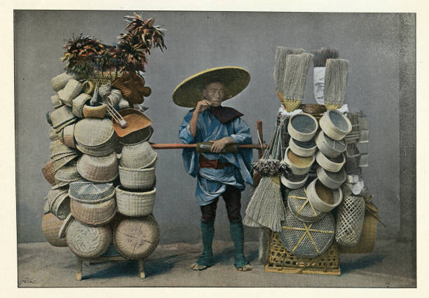 Zdjęcie botefuri - sprzedawcy uliczni Edo Esej o grupie społecznej Edo Japonii shogunatu Tokuwawów - botefuri - ulicznych sprzedawcach wędrownych