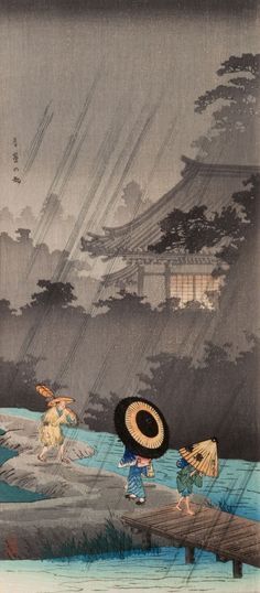 ukiyo-e - pod osłoną parasola Esej o motywie deszczu w japońskiej sztuce ukiyo-e - jak deszcze obrazował stany ducha w Edo, takie jak mono no aware?