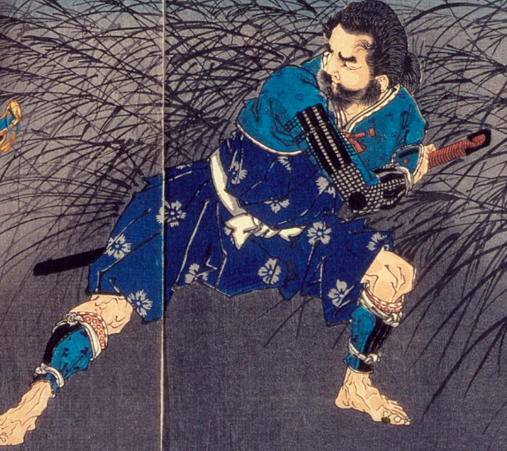 Bandyta na ukiyo-e Yoshitoshiego Interpretacja obrazu ukiyo-e Tsukioki Yoshitoshiego - "Fujiwara no Yasumasa gra na flecie w świetle księżyca".