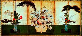 Obraz japoński nt. ikebana, okres Muromachi Esej o japońskiej sztuce kwiatowej - ikebana. Jak uosabia ona filozofię zen i mono no aware oraz styl wabi sabi? Historia japońskiej sztuki.