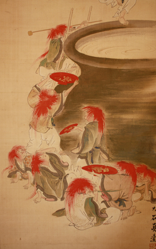 ukiyo-japn.pl - Shojo - pijany yokai z czarką sake Z japońskiej mitologii: Shōjō, czyli o yokaiu, który nie rozstawał się z sake - jaka jest jego historia oraz przesłanie?