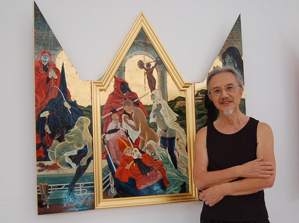 Masami Teraoka - japoński malarz na tle swojego dzieła Interpretacja malarstwa Masami Teraoki w serii "McDonald's Hamburgers Invading Japan" - tradycyjne ukiyo-e, popart i konsumocjonizm w japońskiej sztuce.