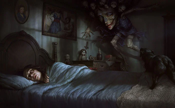Ilustracja - mary nocne Artykuł o kanashibari - japońskiej wersji nocnej zmary, lub, jak w psychologii: paraliżu przysennego.