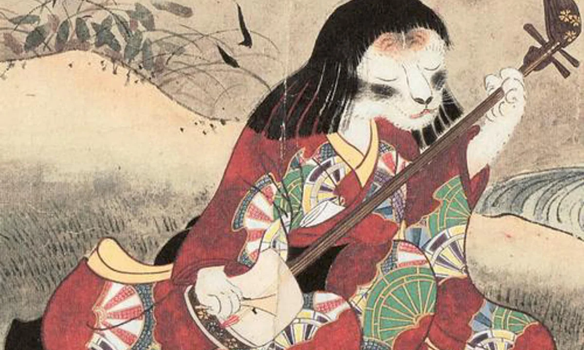 Kot gra na shamisenie  - ukiyo-e Artykuł o motywie kocim w sztuce ukiyo-e i historii Japonii.