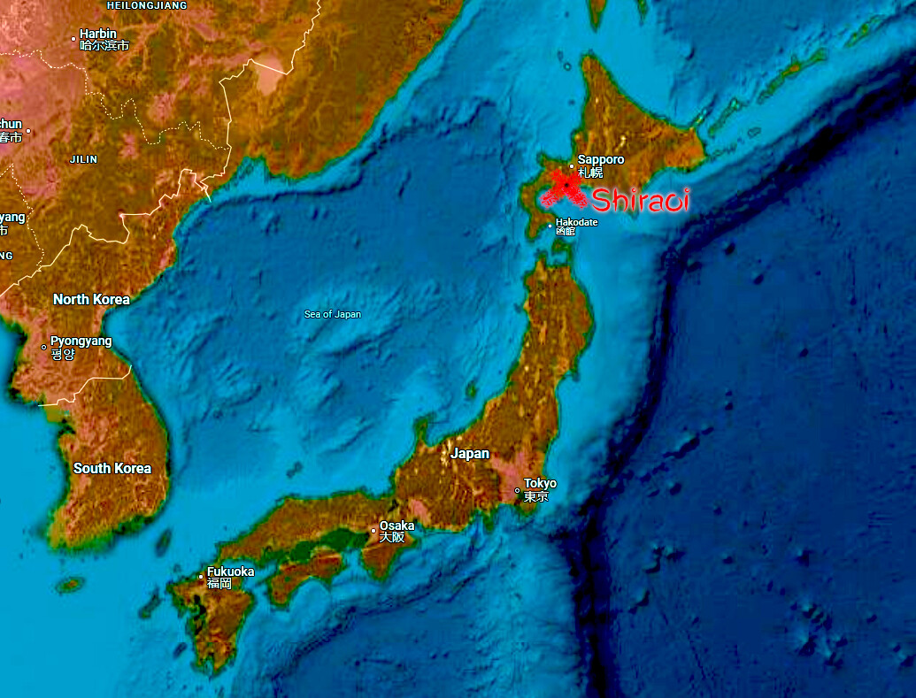 Shiraoi na mapie Hokkaido i Japonii Artykuł o ajnuskiej wiosce Shiraoi na Hokkaido - jak żyli Ainu 500 lat temu - spacer przez ajnuską wioskę.