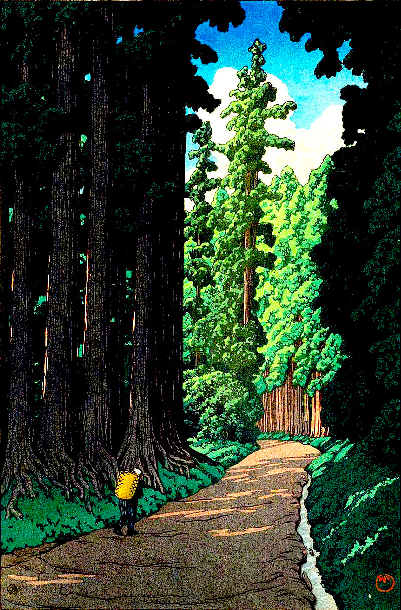 Hasui KAwase - Droga Nikko Kodo - shin hanga Jak Japończycy słuchają drzew? - Relacja między człowiekiem a drzewami w sztuce ukiyo-e i japońskiej kulturze.