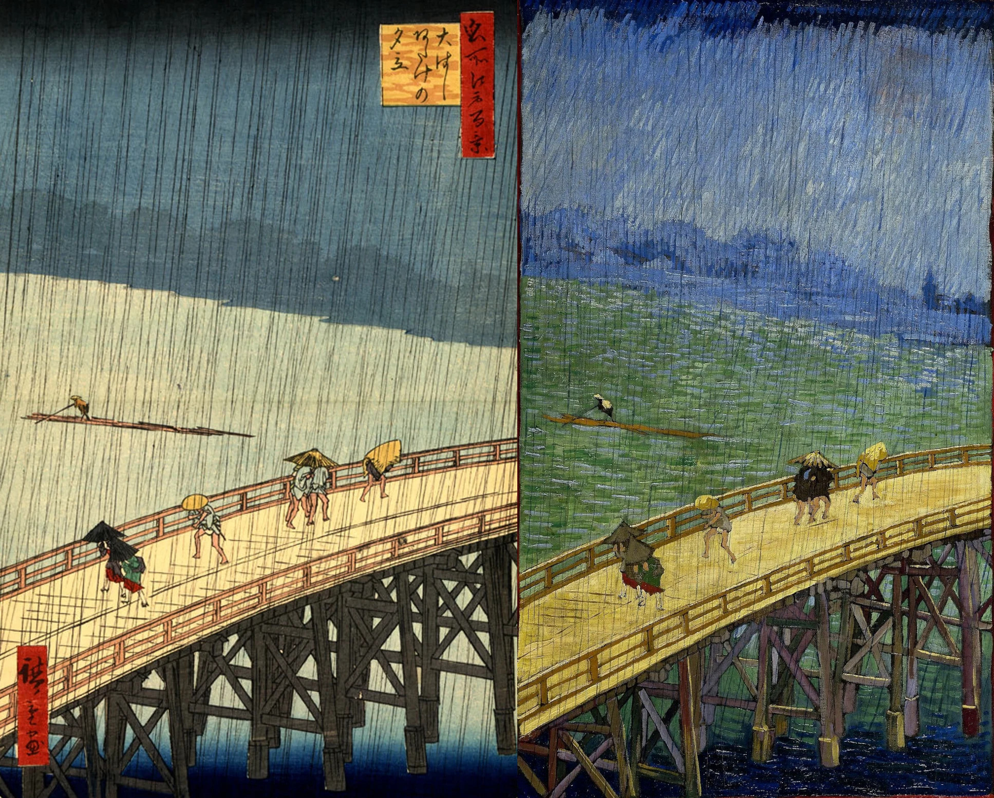 Nagła ulewa nad mostem Shin-Ōhashi i Atake - van Gogh vs Hiroshige Nagła ulewa nad mostem Shin-Ōhashi i Atake
