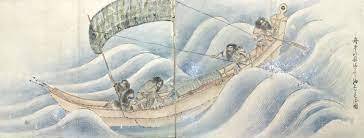 Ajnowie na rycinie japońskiej Artykuł o ajnuskiej wiosce Shiraoi na Hokkaido - jak żyli Ainu 500 lat temu - spacer przez ajnuską wioskę.