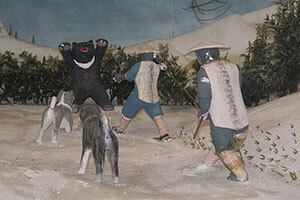 Obraz - polowanie z akita inu w dawnej Japonii Esej o japońskiej rasie psa akita inu - od czasów Jomon, przez samurajskie bitwy, aż po legende Hachiko - poznaj niesamowitego psa akita inu.