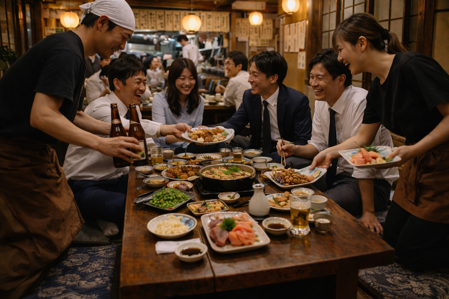 Idziemy na bōnenkai! – wśród Japończyków, w izakayi, pośród niepisanych reguł i rytuałów Firmowe bōnenkai (忘年会) to nie „zwykła impreza”, lecz rytuał domykania roku: izakaya, „kampai”, hierarchia przy stole i kontrolowany luz (無礼講). Scenki z życia, kanji i psychologia relacji w japońskiej pracy.