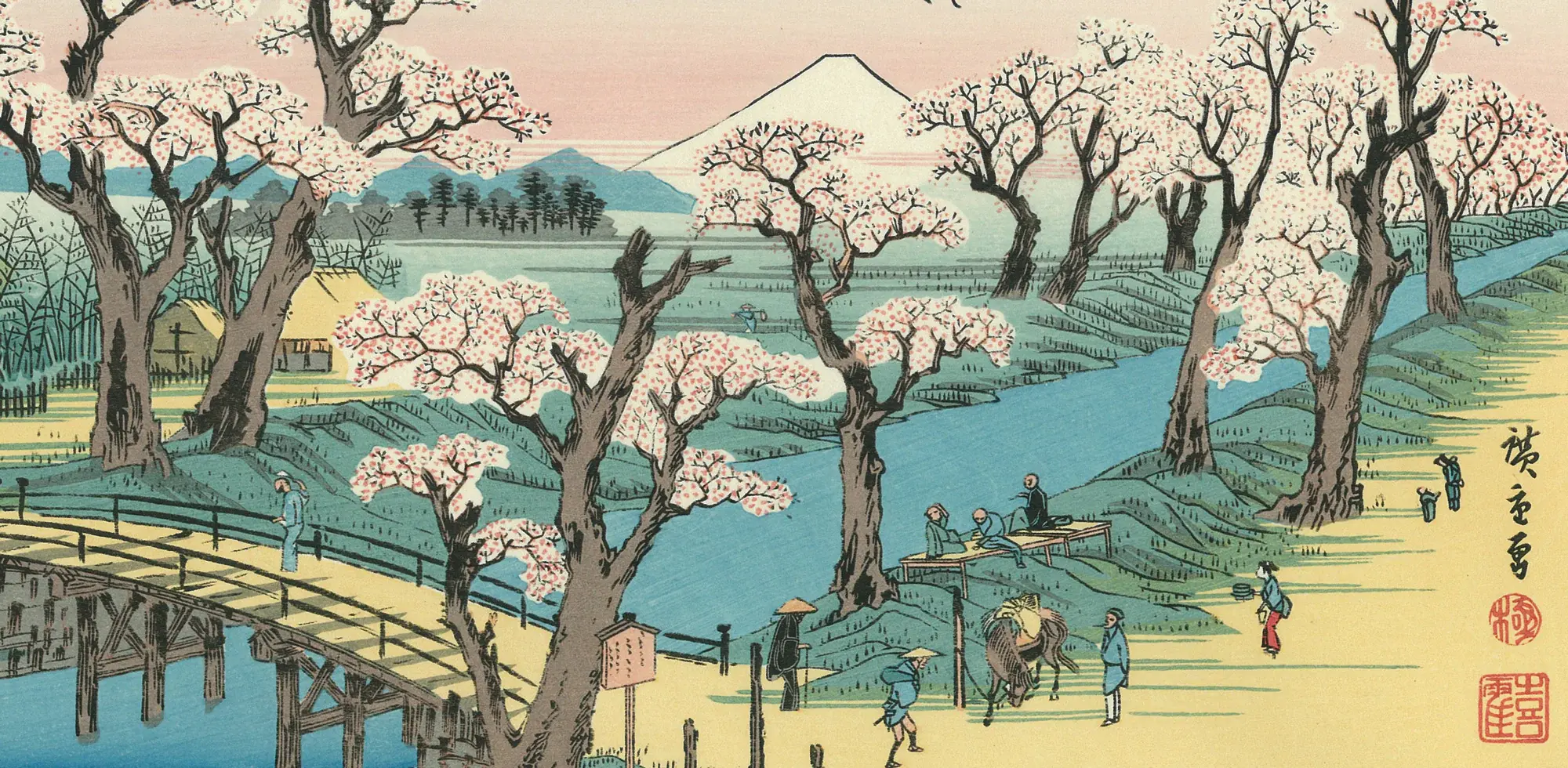 Ukiyo-e z sakurą Japoński znak kanji 櫻 ("sakura") - czego możemy się nauczyć o japońskim spojrzeniu na świat ze znaku kanji na kwiat wiśni?
