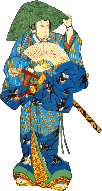 Ubiór kabukimono - trochę samuraj, trochę ronin, trochę geisha. Esej o kabukimono - upadłych samurajach i roninach na koniec okresu wiojen sengoku, gdy Japonia weszła w okres pokoju.