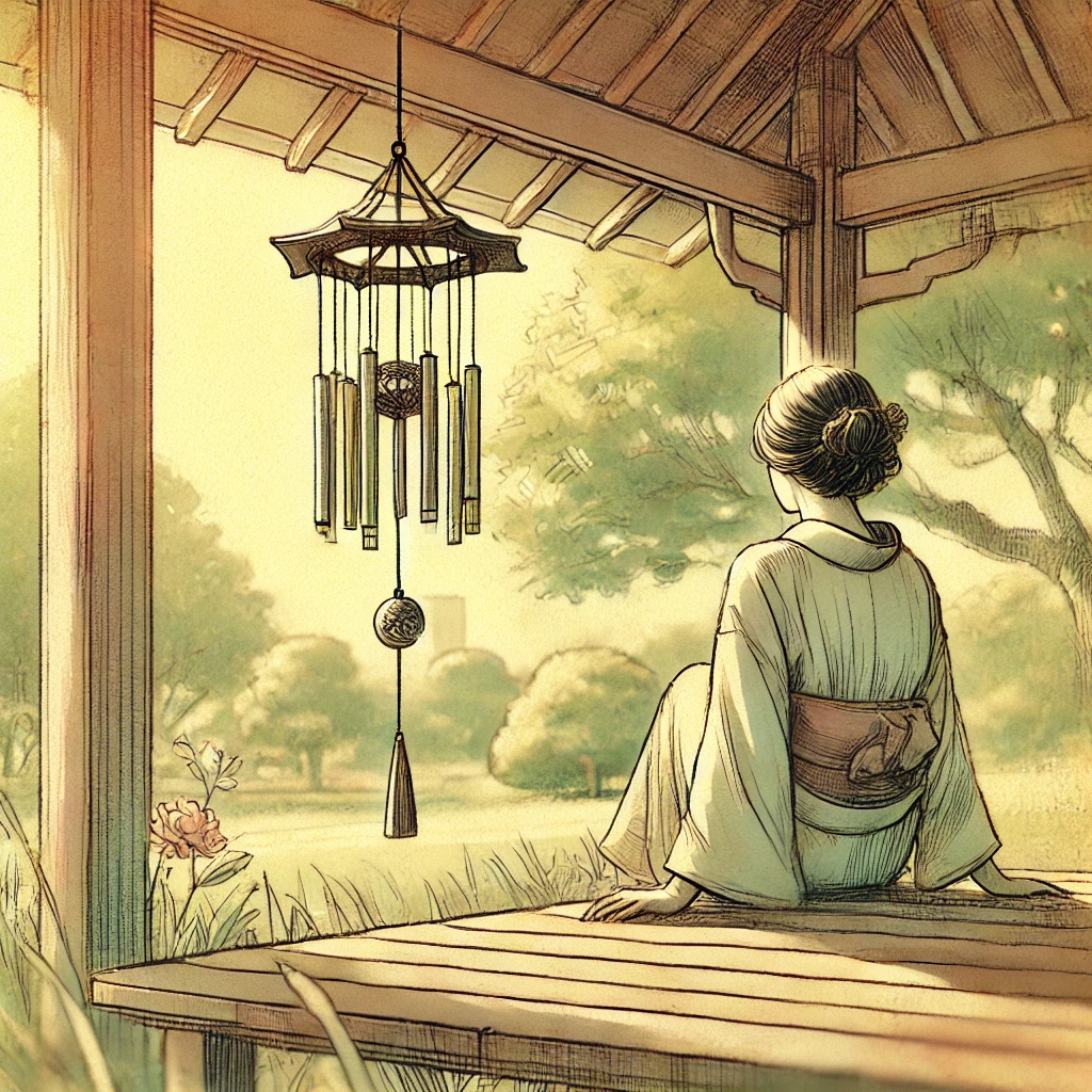 Ciepłe, popołudnie w lato, Japonia, dzwoneczek furin. Dzwoneczki fūrin - jak w Japonii świętowana jest duchowa lekkość letniego popołudnia.