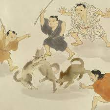 Walka psów w Edo na ukiyo-e Esej o psim Shogunie - Tokugawa Tsunayoshi i jego prawie o współczuciu żywym istotom (Shorui Awaremi no Rei) - jak w Edo chroniono zwierzęta przed okrucieństwem.