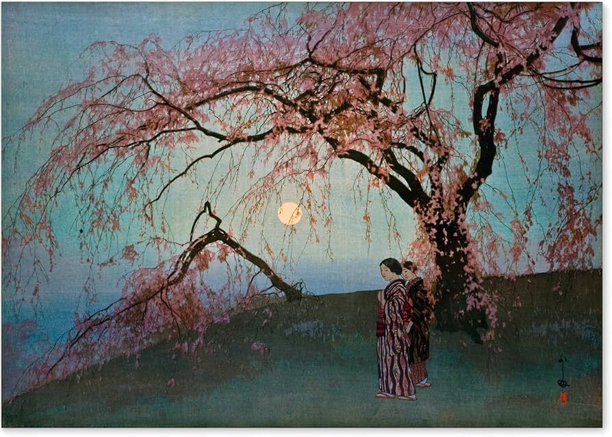 Sakura na shin hanga Jak Japończycy słuchają drzew? - Relacja między człowiekiem a drzewami w sztuce ukiyo-e i japońskiej kulturze.