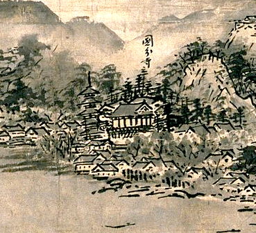 Świątynia NAriaiji na sumi-e Amano Hashidate Sesshu Toyo Analiza i interpretacja obrazu Amano Hashidate - japońskie sumi-e autorstwa Sesshu Toyo - zen w Niebiańskim Moście z XVI wieku.