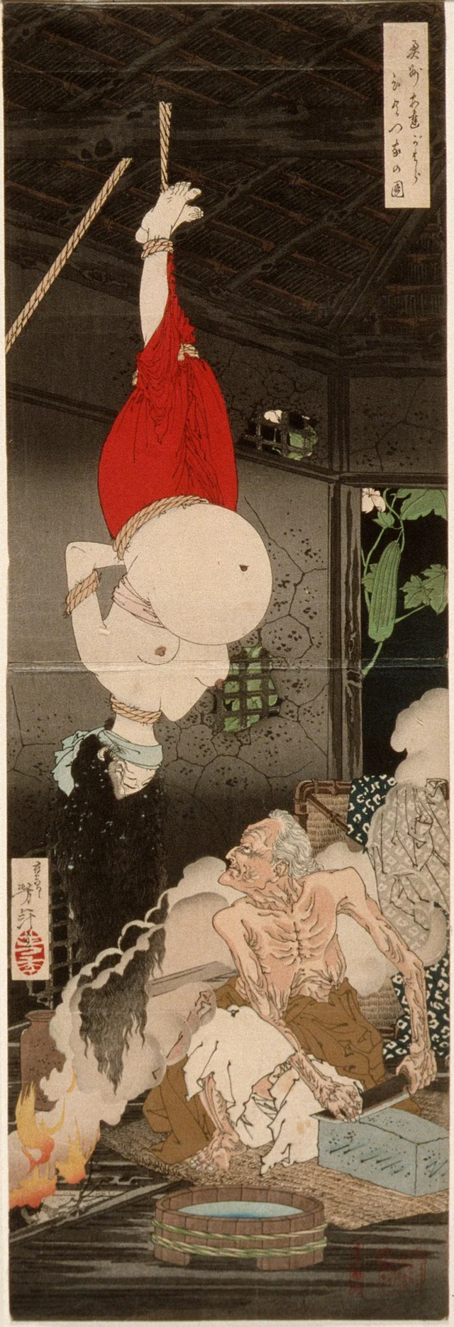 ukiyo-japan.pl - ukiyo-e about the murder on the Adachi place - Yoshitoshi's 100 Aspects of Moon Analysis of ukiyo-e painting from Yoshitoshi - The Moon of the Lonely House of Adachi and the legend about the Iwate onibaba.