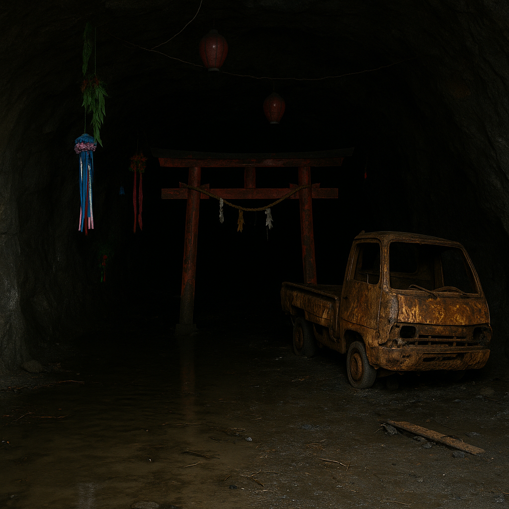 The Forgotten Torii Gate in the Concrete Underground – Amagamine Ochobo Inari An article about the forgotten Inari shrine and its torii gate in the underground tunnels of the Amagamine mountains in Gifu, Japan.