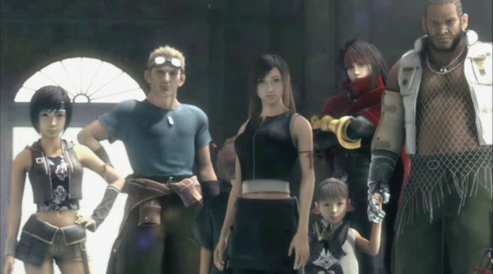 Ekipa Final Fantasy VII z Advent Children: Yuffie, Cid, Tifa, Vincent, Barret i Marlene. Artykuł o motywach mangowych i anime (japońskich) w grze Final Fantasy VII.