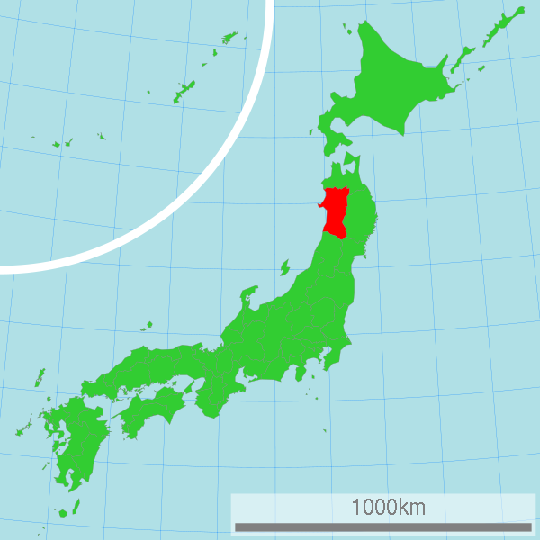 Akita region on the Northern Honshu, map of Japan. Article about Japanese New Year's customs from remote snowy Akita - Namahage. Dark Namahage presence in New Year's day, their history, mythology behind it and role in modern Japan, manga, anime and video games.