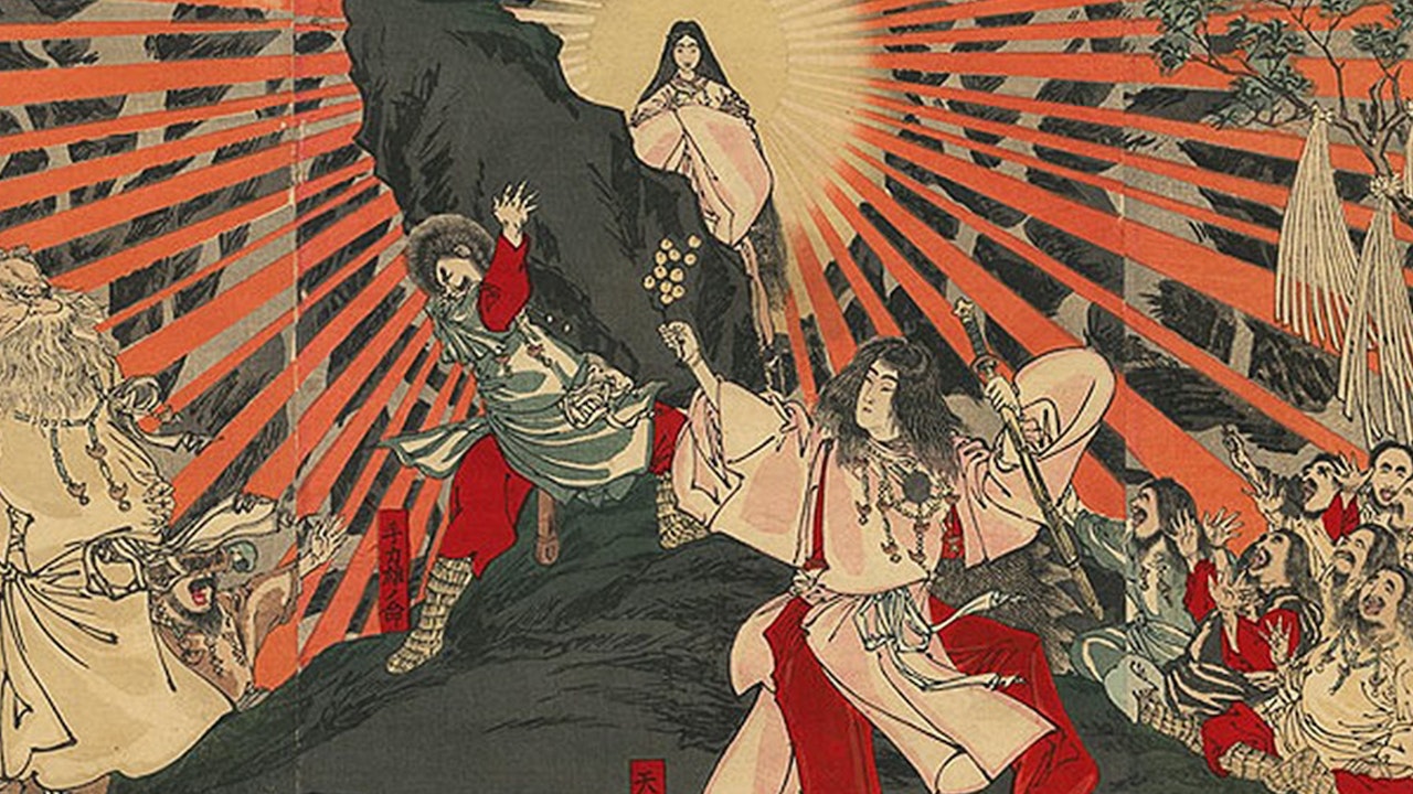 ukiyo-japan.pl - artykuł o Ame no Uzume - tańczącej, śmiejącej się bogini świtu w japońskiej mitologii Tańcząca, naga bogini Uzume wyśmiała grono poważnych bogów i swych śmiechem przyniosła światła światu - japońska mitologia.