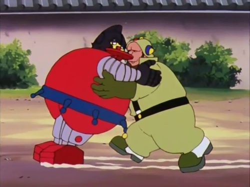 Robot versus Październik w sumo w Yattodetamanie (W królestwie kalendarza) z Polonii 1 Artykuł o japońskim anime Yattodetaman (znanym na Polonii 1 w latach 90-tych, jako "W królestwie kalendarza") - historia, miejsce w Time Bokan oraz: Pokazy Października.