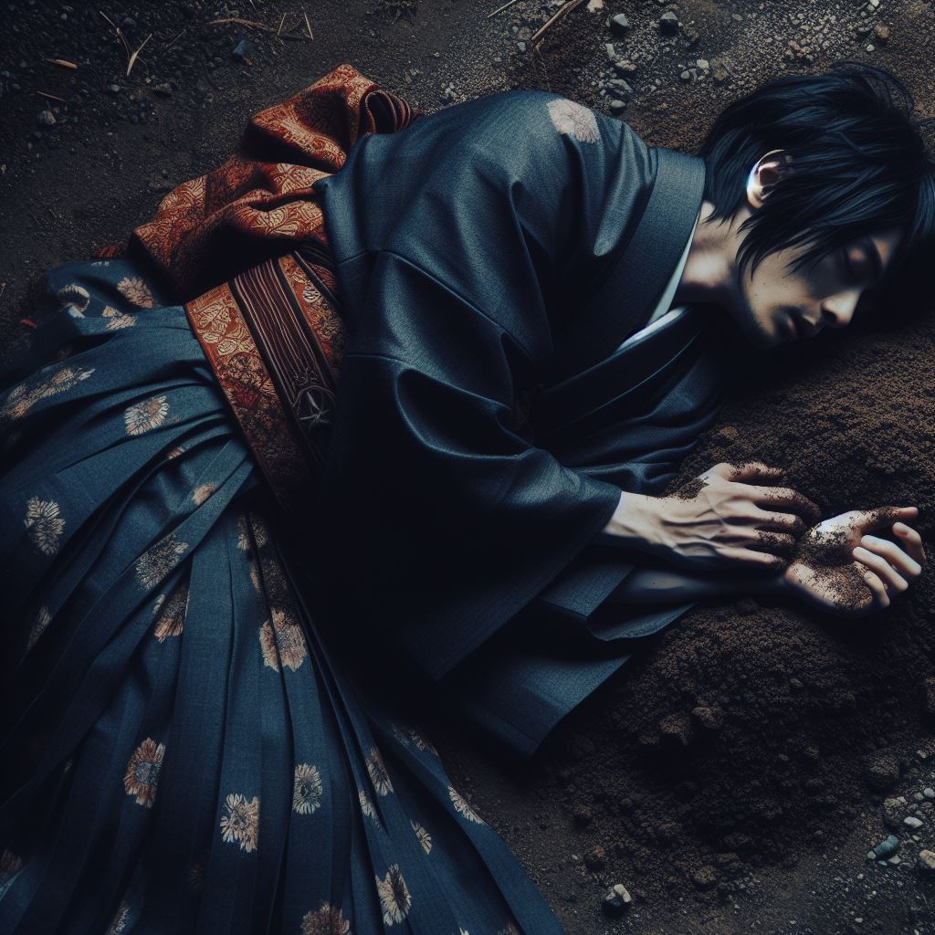 Dead Ogiwara, left by Otsuyu, in Japanese lgend of Botan Daro (Peony Lantern) Article about one the the Three Great Ghost Stories of Japan, a kwaidan about Peony Lantern - horror about love between Ogiwara and Otsuyu. Japanese history and culture in essays.