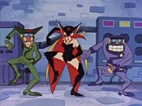 Taniec (prawie) zwycięstwa gangu Doronbo z anime Yattaman (Japonia 1775) Japońskie anime Yattaman (Yatterman, z Time Bokan) - wspomnienia z kanału Polonia 1 o Doronbo, Dokurobei, Doronjo i drużynie Yattaman (Japonia, anime)