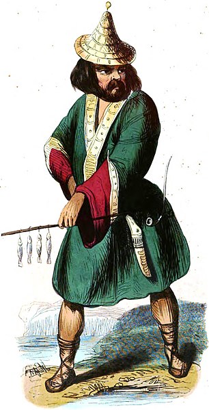 Rybak z ludu Ainu, Hokkaido w Japonii. Artykuły i eseje o dawnej i współczesnej Japonii - jej historii i kulturze: wyspa Hokkaido i tajemniczy lud Ainu.