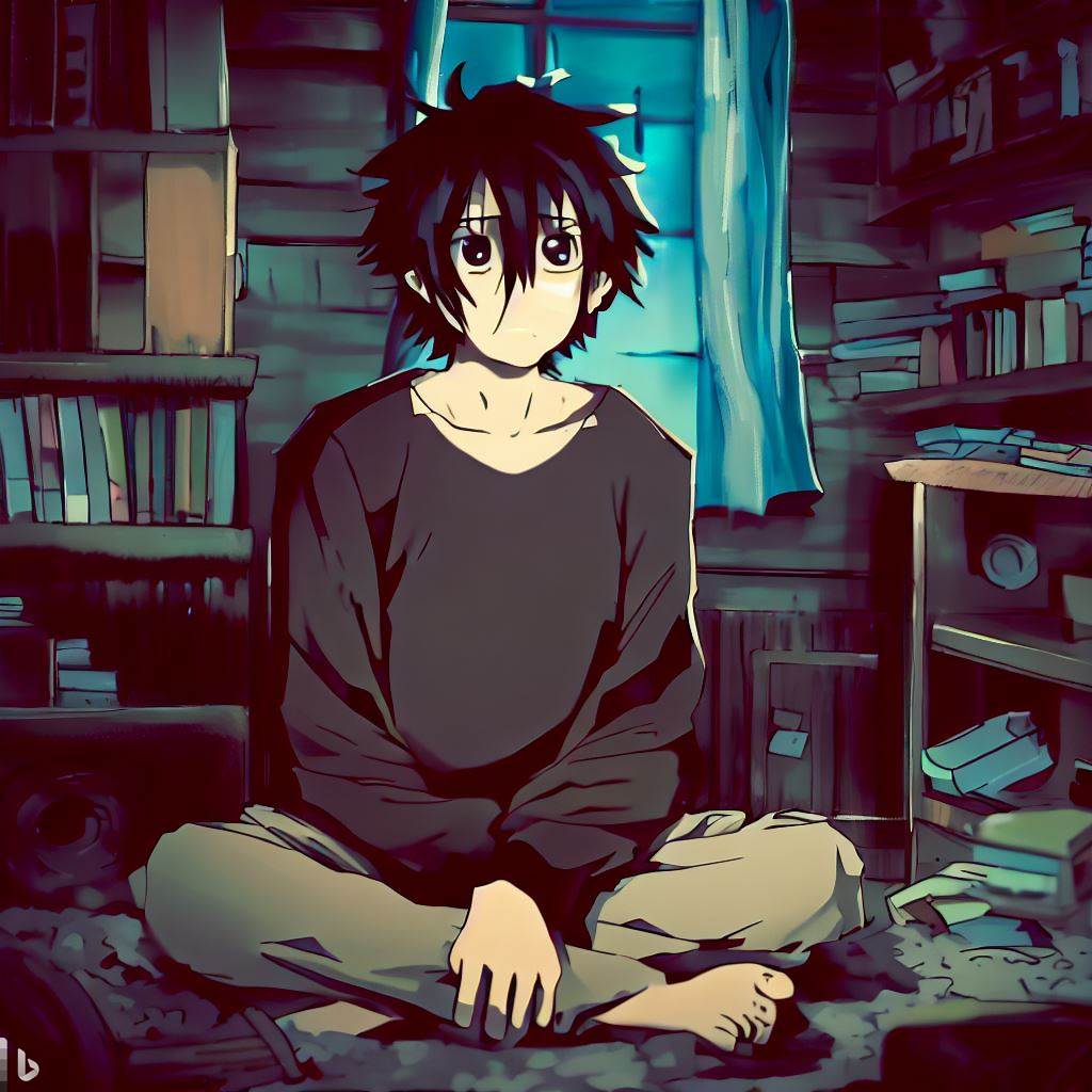 Współczesny pustelnik - Japonia, Tokyo: hikikomori, styl mangowy Artykuł, esej o współczesnej Japonii - problem społeczny hikikomori w Japonii, anime i mandze