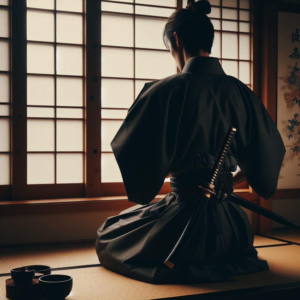 Samuraj przygotowujący się do rutyału seppuku - Japonia. Esej o tradycyjnym samobójstwien honorowym w Japonii - seppuku i hara-kiri. Historia honorowych samobójstw seppuku wśród samurajów średniowiecznej Japonii.