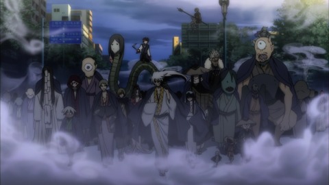 Japanese anime about hyakki yagyo, when a hundred of demons go out on the street. Essay about Hyakki Yagyo - Japanese mythological event of a Hundred Demons Parade, when youkais, tengu, oni and other demons walk the streets. Japanese mythology in culture, manga and anime.