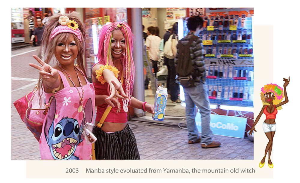 Gyaru - Yamanba i Manba styles of gyaru, Harajuku, Tokyo, Japan. Article about modern Japn, Tokyo - fashion styles of Harajuku, such as Gyaru, Kawaii, Visual Key, Lolita, Gurokawa and others.