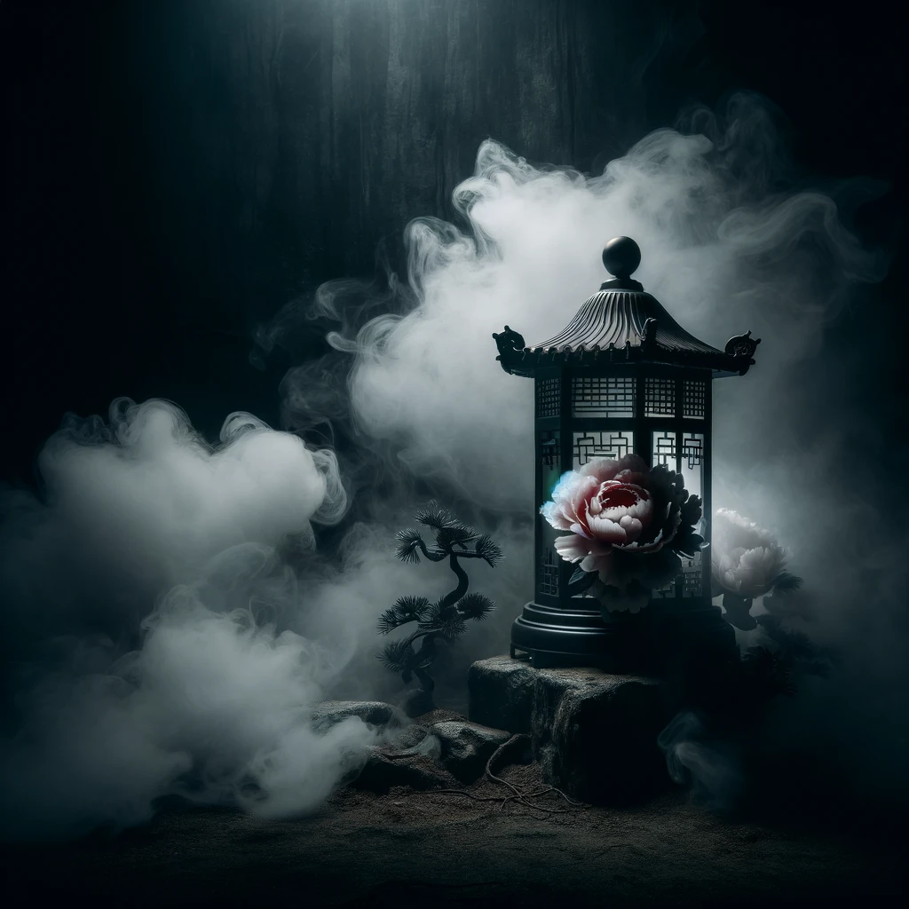 Peony Lantern - dark, horror tale (kwaidan) from Japan. Article about one the the Three Great Ghost Stories of Japan, a kwaidan about Peony Lantern - horror about love between Ogiwara and Otsuyu. Japanese history and culture in essays.