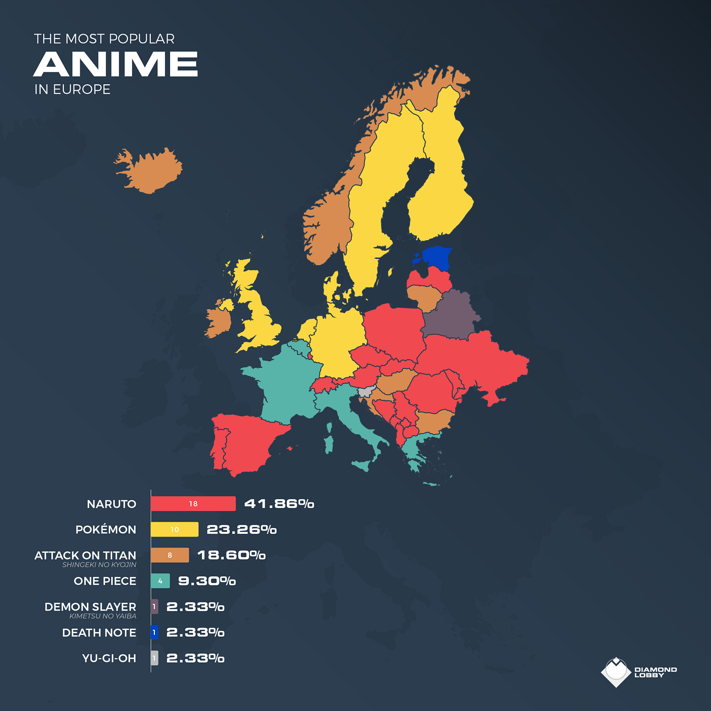Popularity of the Japanese anime Attack on Titan in Europe - a map. Article about a Japanese anime and manga 'Attack on Titan' - trying to answer the question - what is so special about this anime? (Ikigai Manga Dive - a site about Japanese culture and history and manga, anime and Japanese video games).