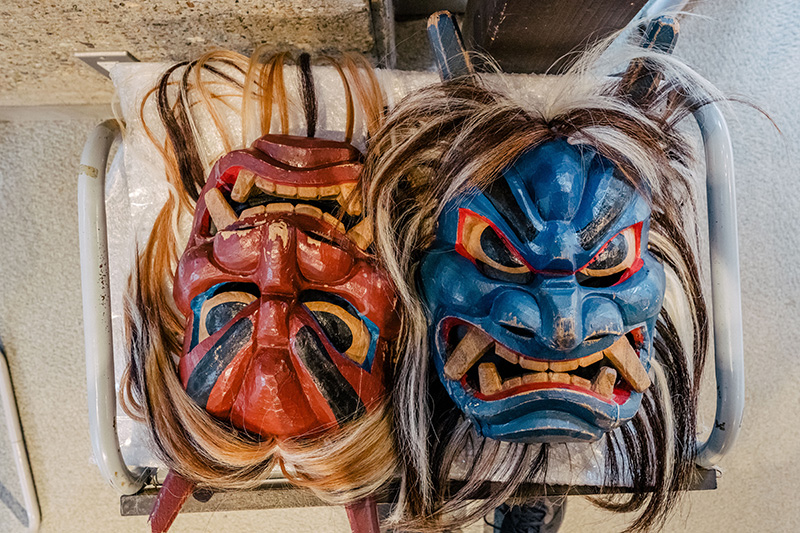 Namahage masks, Akita's New Year customs, Japan. Article about Japanese New Year's customs from remote snowy Akita - Namahage. Dark Namahage presence in New Year's day, their history, mythology behind it and role in modern Japan, manga, anime and video games.