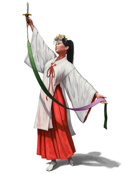 Essay on shintoism in Japanese manga and anime Miko, shintoistic shaman, Japan