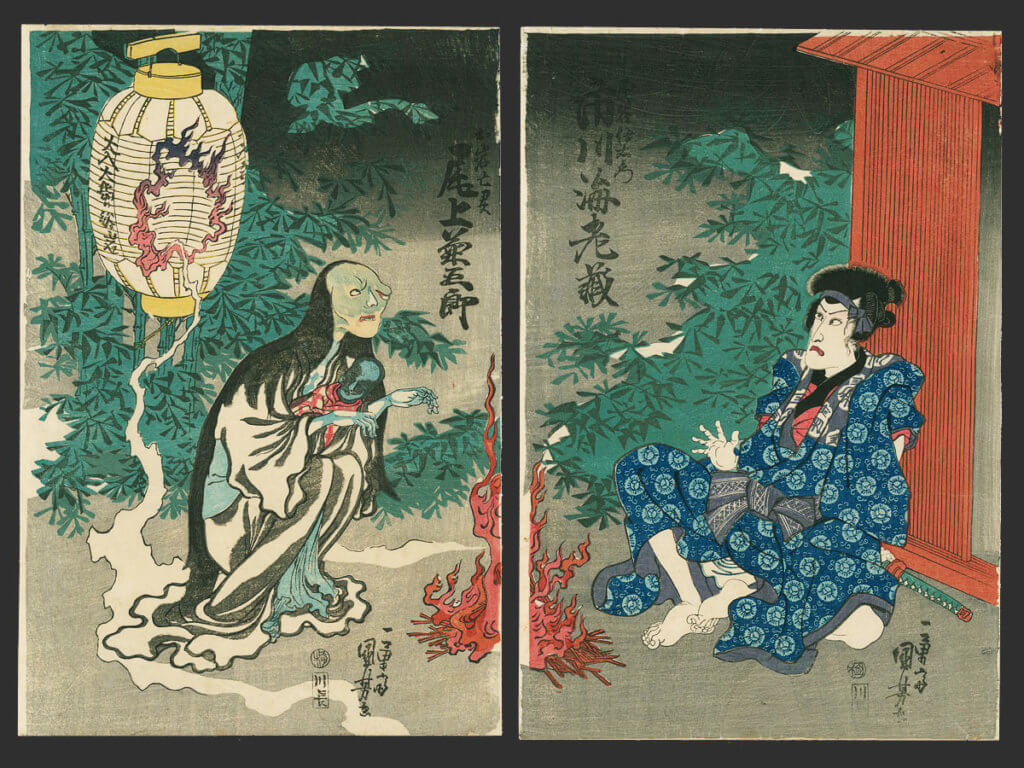 One of the Great Three Kwaidan Horror Ghost stories of Japan is Yotsuya Kaidan about Oiwa wanting revenge on her husband. Article about one the the Three Great Ghost Stories of Japan, a kwaidan about Peony Lantern - horror about love between Ogiwara and Otsuyu. Japanese history and culture in essays.