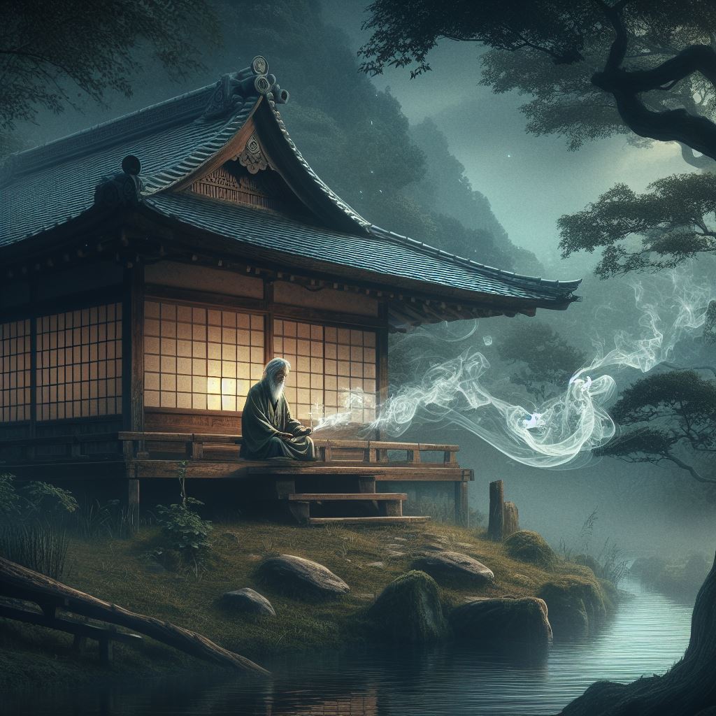 Sugiwara no Michizane on exile, before changing to kami Tenjin. Essay about the life and legend of Sugiwara no Michizane, wh lived in the ancient Japan of Heian period, was falsely accused and sentenced. After death became the Tenjin god of education and made his revenge.