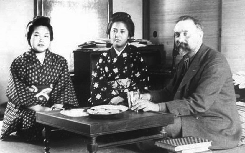 Bronislaw Pilsudski with his Ainu wife, Hokkaido in Japan. Essay about Polish researchers' role in reasearch of the Ainu people - Ainu living on Hokkaido and Sakhalin. Role of Bronislaw Pilsudski in early linguistic and cultural research of Ainu people of Northern Japan.