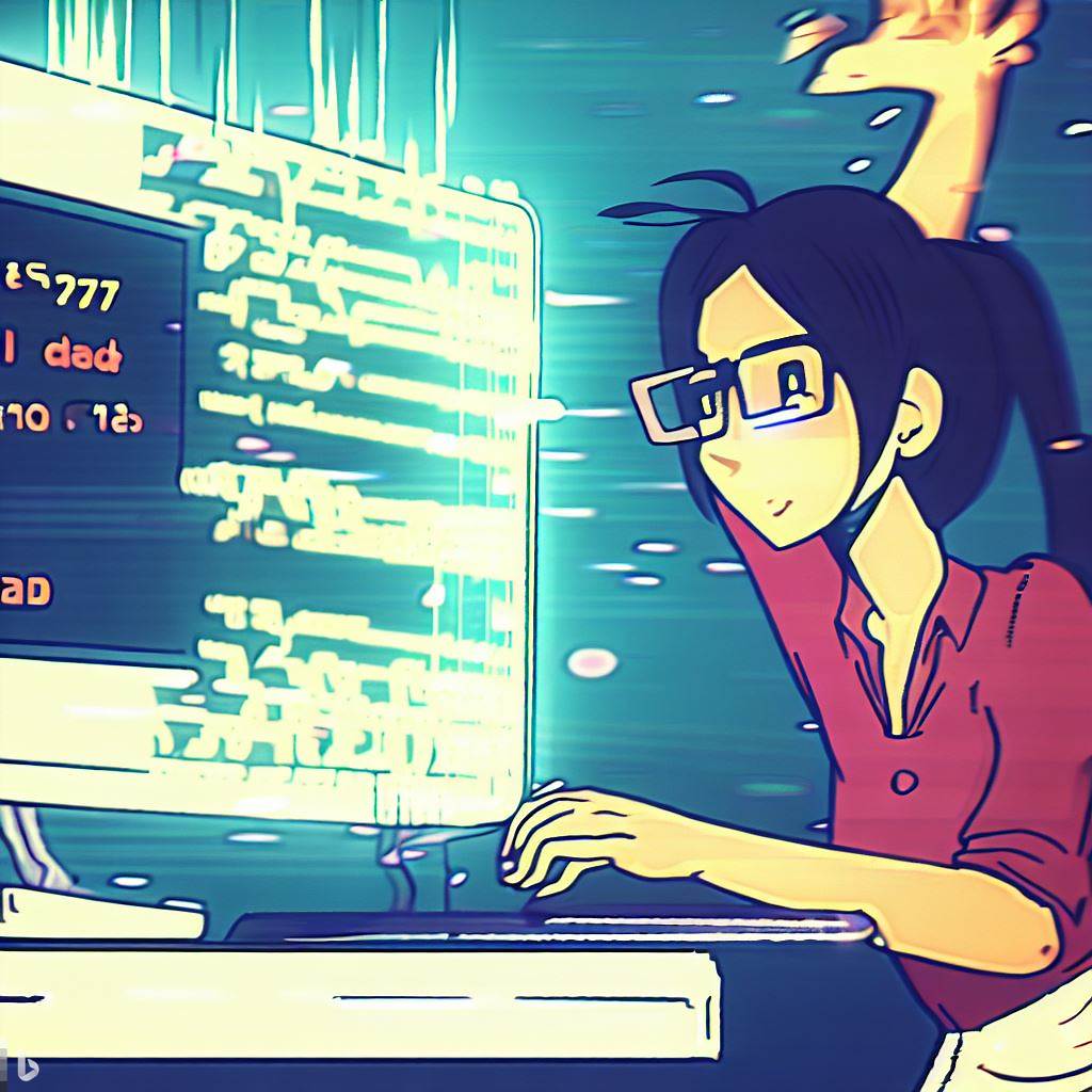 Hacker / developer finding her ikigai, Japan Japanese developer programming software, her ikigai, Japan.