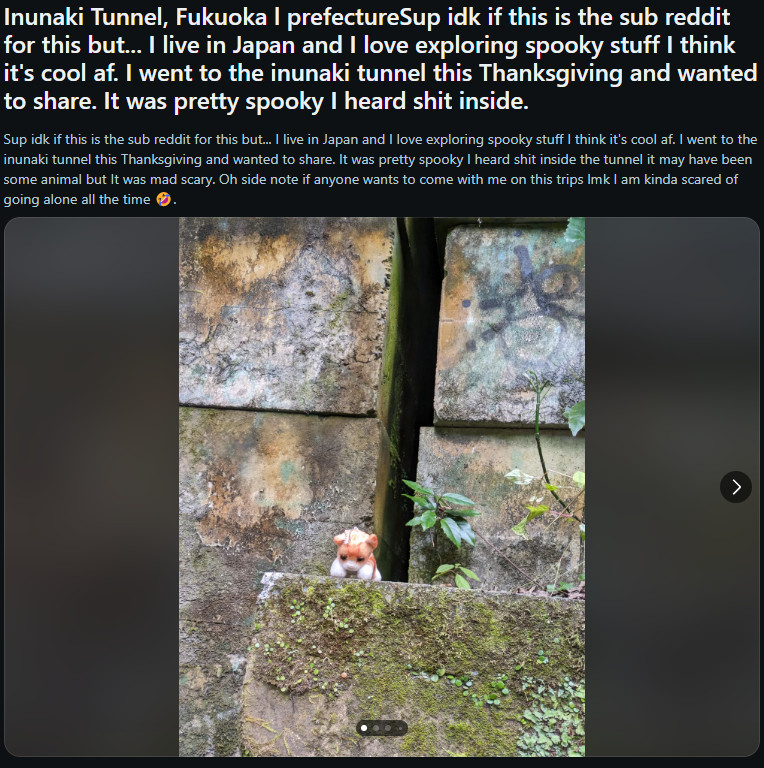 Relacja z reddit r/Ghost o tunelu Inunaki. Inunaki - mroczny tunel i zapomniana wioska - japońskie legendy miejskie i creepy pasta.