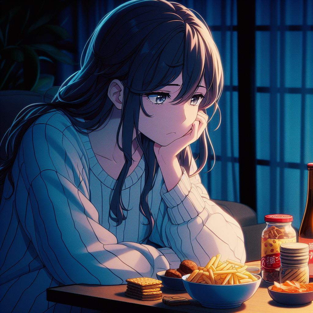 Kuchisabishii - sad eating, Japanese anime style. Essay about kuchisabishii (in Japanese "lonely mouth") - how it is described in Japanese culture to eat out of boredom or loneliness and what is the psychology behind such eating?