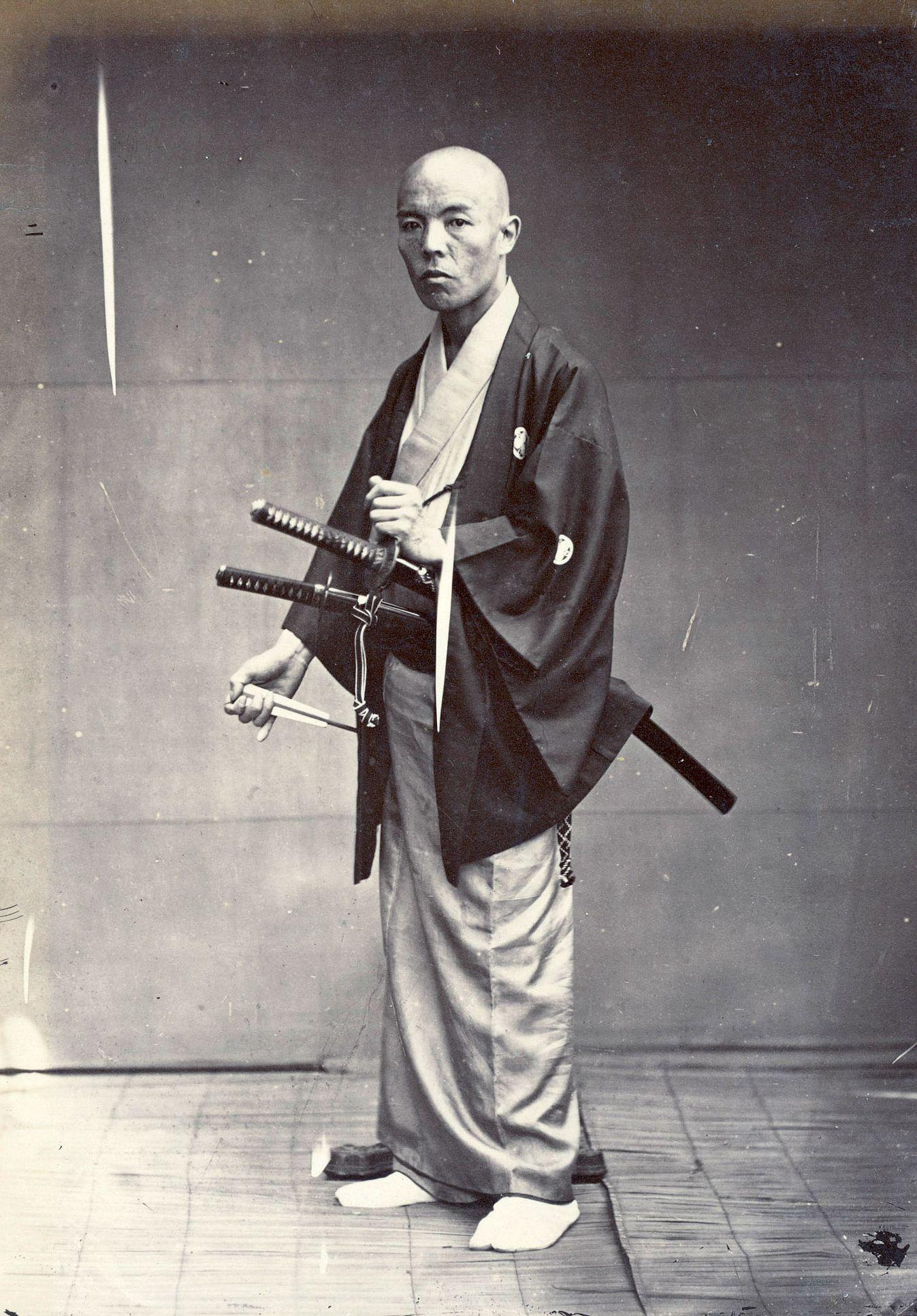 Real Japanese samurai, photo from the Meiji era. Essay about the Japanese sword katana - the history, structure, meaning, symbolism of katana in samurai Japan (history of samurais and Japan)