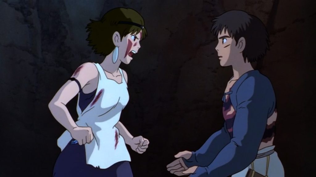San angry at Ashitaka and the whole world - Japanese anime "Mononoke Hime", Studio Ghibli (Hayao Miyazaki) Article / essay about Japanese anime Mononoke Hime ("Princess Mononoke") by Hayao Miyazaki in Studio Ghibli. What is the meaning of San (Mononoke) and what values does this character convey?