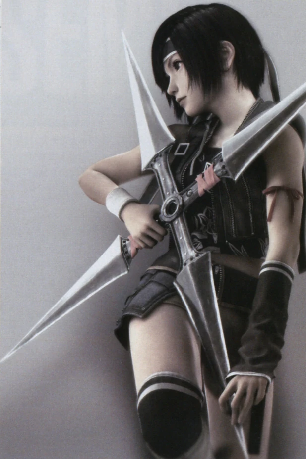 Yuffie z Final Fantasy VII ze swoim giga shurikenem. Artykuł o motywach mangowych i anime (japońskich) w grze Final Fantasy VII.