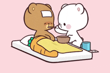 Mocha is sick, Milk is caring for him. Indonesian animated stickers Milk and Mocha bears. Article about popular gif animated stickers from Indonesia by Melani Sie called Milk & Mocha Bears. Kawaii style animations about love and relationship with two cute bears: Milk and Mocha.