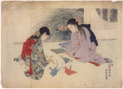 Okres Edo - japońska rycina o origami Esej o origami - miejsce origami w kulturze i historii Japonii, historia origami i jego wpływ na filozofię i sztukę. Przykłady origami z japońskich anime i mangi.