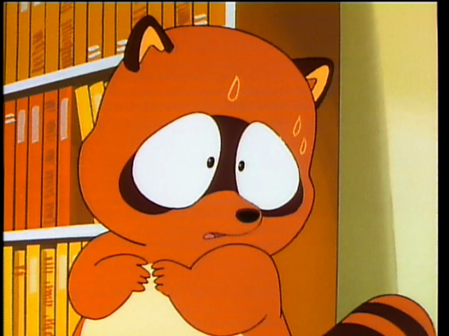 In Japanese anime Urusei Yatsura a tanuki figure appears, inspired by kachi kachi yama. Article about a Japanese folktale called KAchi kachi Yama, about a rabbit and tanuki. Rabbit tortures and kills tanuki here. They made manga and anime out of this in Japan.